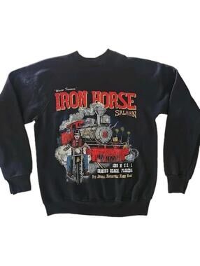 Vintage 90s Iron Horse Saloon Sweatshirt Motorcycle Biker USA TRAIN HOG Small